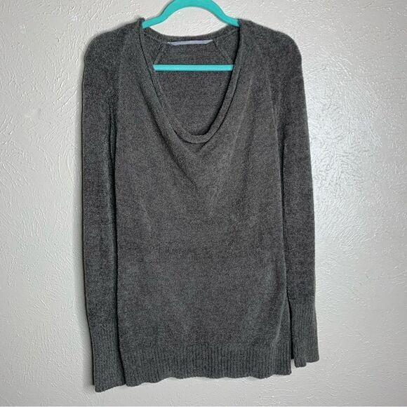 Athleta cuddle up cozy draped neckline chenille pullover sweater dark taupe - Picture 2 of 10